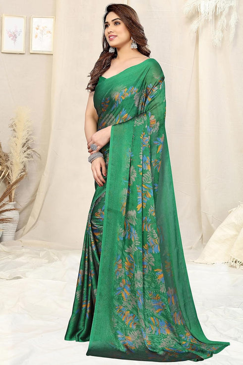Vasthrlay Fashion Chiffon Turquoise Ethnic Wear