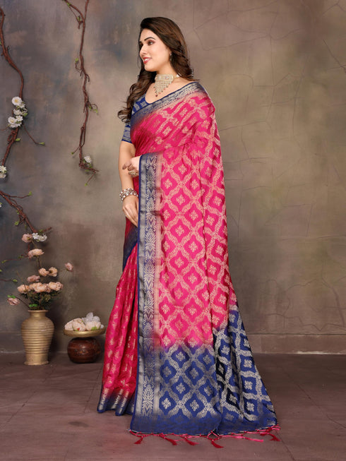Vasthrlay Gold Banarasi Unstitched Saree