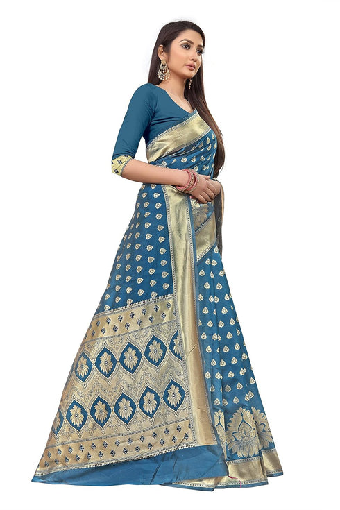 Vasthrlay Maroon Woven Kanjivaram Blend Saree