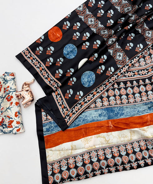 Vasthrlay Ajrakh Saree Crepe