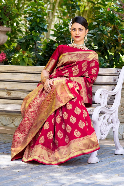 Vasthrlay Banarasi Wine Ethnic Wear