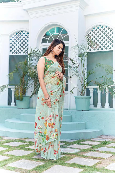Vasthrlay Georgette Sequence White Ethnic Wear