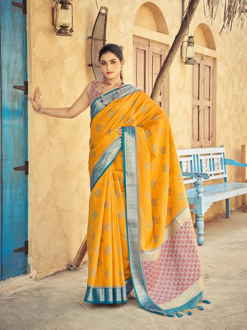 Vasthrlay Kanjivaram Banarasi Festival Unstitched Saree