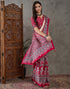 Vasthrlay Printed Tassels Cream | Cherry Red Saree With Unstitched Blouse Piece