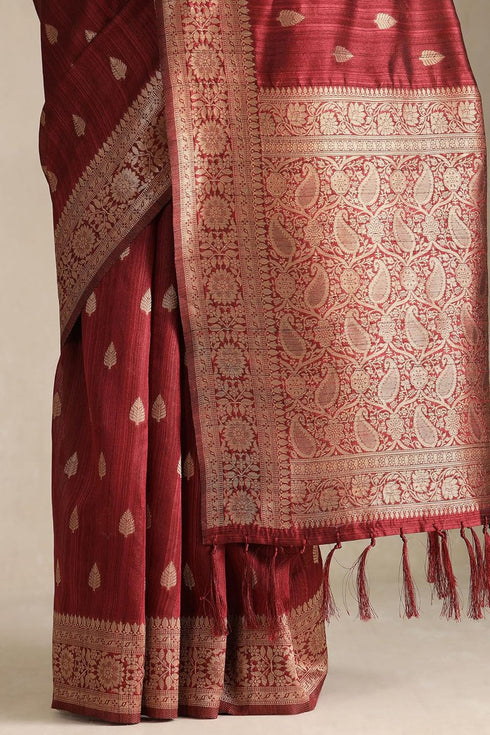 Vasthrlay Maroon Tussar Woven