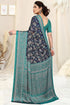 Vasthrlay Fashion Chiffon Printed Navy Ethnic Wear
