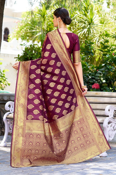 Vasthrlay Banarasi Wine Ethnic Wear