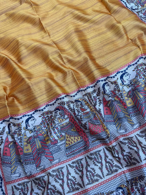 Vasthrlay Tussar Ghicha Traditional Kalamkari Madhubani