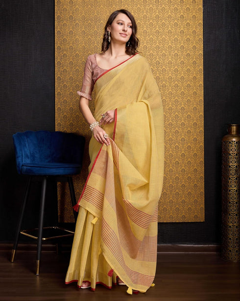 Vasthrlay Women's Cotton Unstitched Blouse Saree