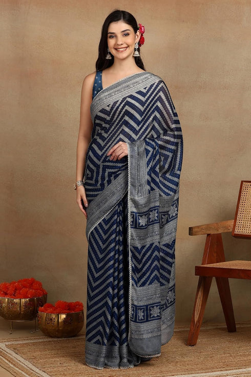 Vasthrlay Fashion Georgette Leheriya Turquoise Ethnic Wear