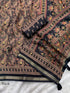 Vasthrlay Ajrakh Print Saree with Paisley Pattern Black Color | Cotton Blend, Traditional Woven Border