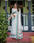 Vasthrlay Turquoise Floral Embroidered Saree