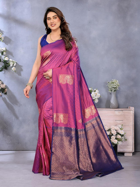 VasthrlaySilk Unstitched Pink Dark Free Ethnic Wear