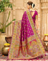 Vasthrlay Banarasi Jacquard Pink Saree With Unstitched Blouse Piece