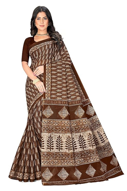 Tamaira Fashion Women'S Jaipuri Hand Block Printed Pure Cotton Mulmul Saree