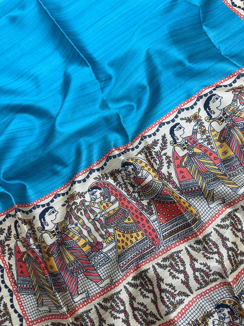 Vasthrlay Tussar Ghicha Traditional Kalamkari Madhubani