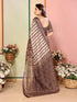 Vasthrlay Brown Printed Unstitched Saree