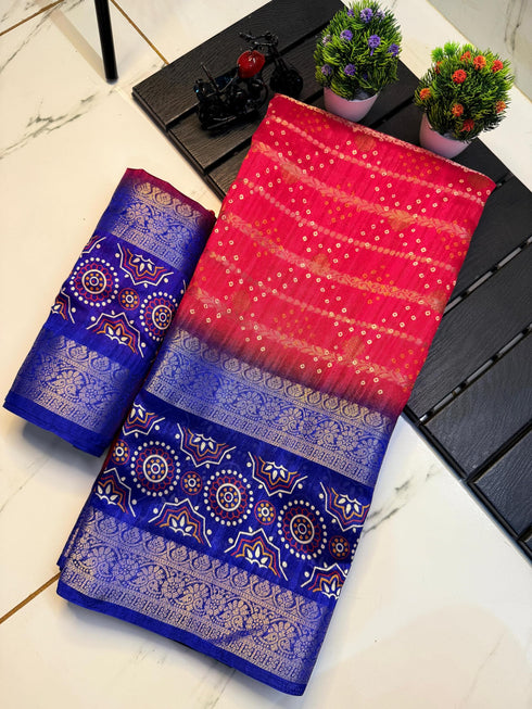 Vasthrlay Kalamkari Bandhani Contrast