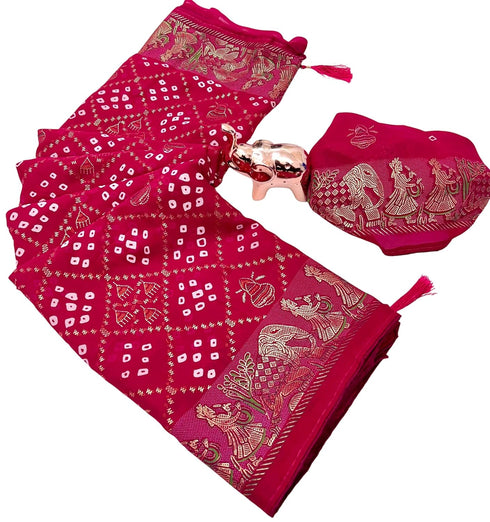 Vasthrlay Bandhani Georgette Kalamkari