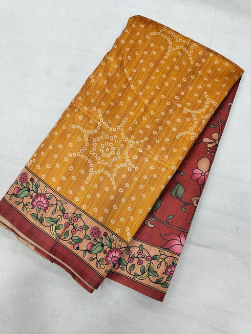 Vasthrlay Tussar Bandhani Kalmkari