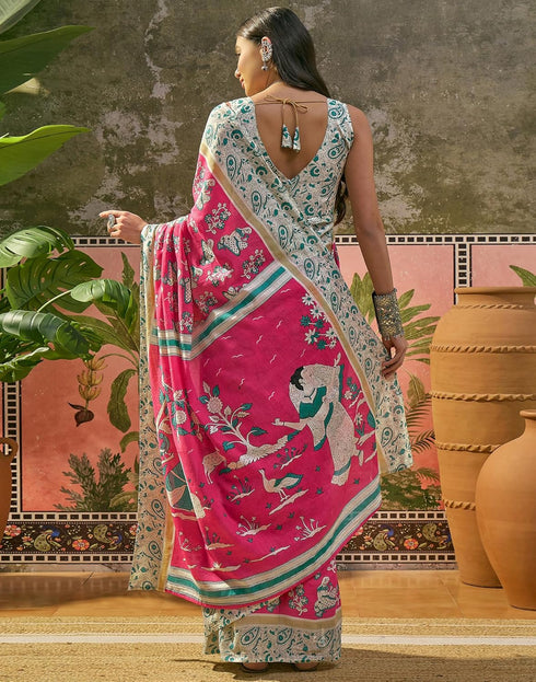 Vasthrlay Womens Printed Unstitched Maroon Saree