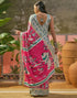 Vasthrlay Womens Printed Pink Saree With Unstitched Blouse Piece