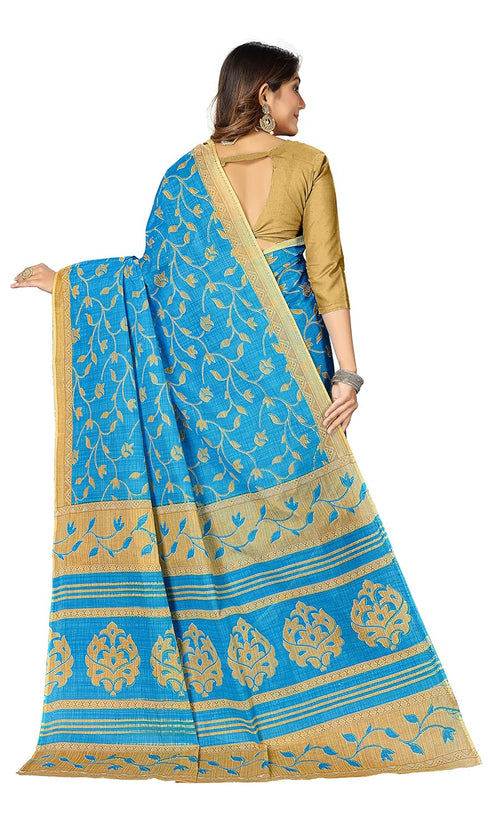 Vasthrlay Cotton Blue Saree