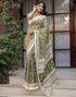Vasthrlay Womens Printed Unstitched White Saree