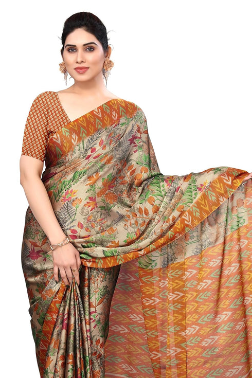 Vasthrlay Fashion Chiffon Georgette Beige Ethnic Wear