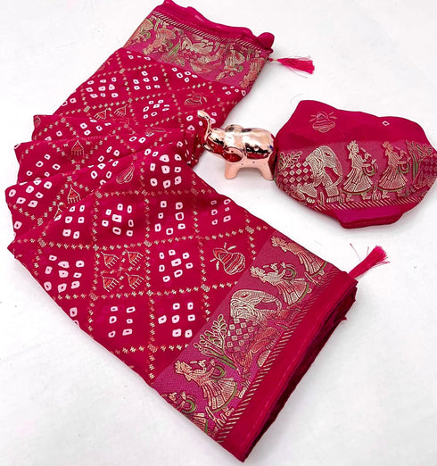 Vasthrlay Bandhani Georgette Kalamkari