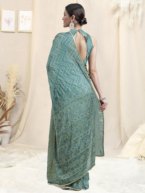 Vasthrlay Fashion Georgette Sequins Navy Ethnic Wear