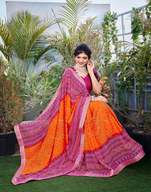 Vasthrlay Georgette Printed Jacquard Material Ethnic Wear