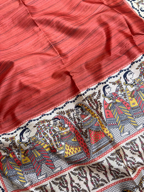 Vasthrlay Tussar Ghicha Traditional Kalamkari Madhubani