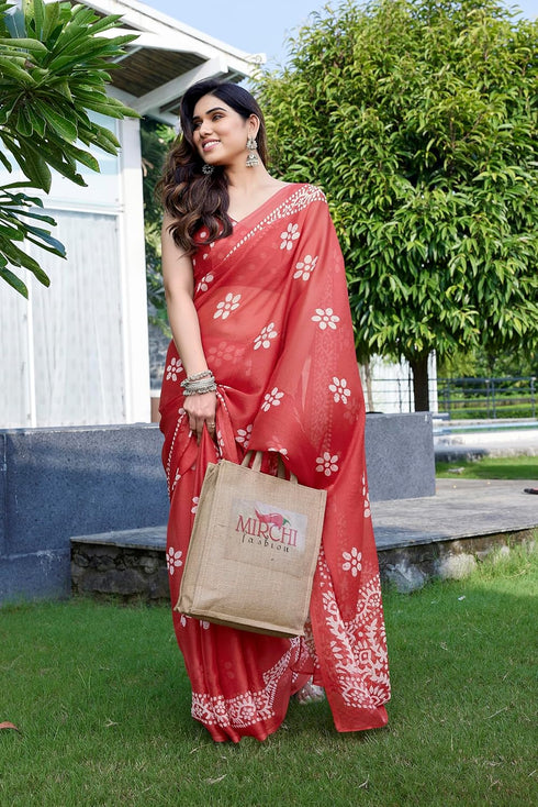 Vasthrlay Fashion Chiffon Printed Parrot Ethnic Wear