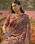 Vasthrlay Womens Printed Rust | Multi Saree With Unstitched Blouse Piece