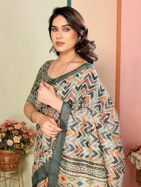VasthrlayDigital Printed Unstitched Orange Free Ethnic Wear