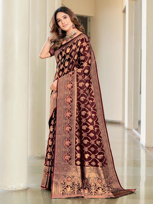 Vasthrlay Kanjivaram Satin Orange Ethnic Wear