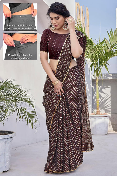 Vasthrlay Fashion Chiffon Chevron Printed Ethnic Wear