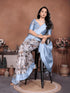 Vasthrlay White Floral Semi Sheer Chanderi Saree With Champagne Gold Zari Pallu And Unstitched Blouse Piece