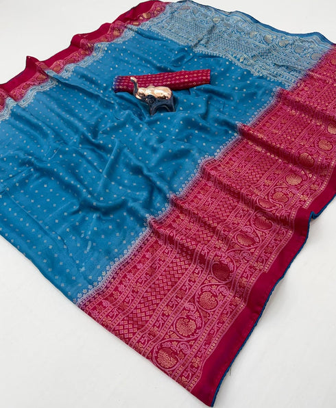 Vasthrlay Georgette Contrast Darkblue