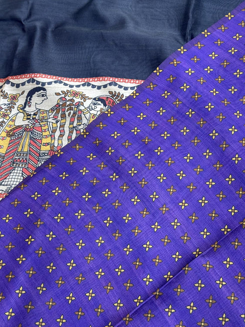 Vasthrlay Tussar Ghicha Traditional Kalamkari Madhubani