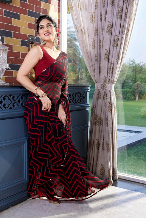 Vasthrlay Fashion Georgette Stripes Printed Ethnic Wear