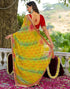 Vasthrlay Bandhani Embroidery Unstitched Yellow Saree