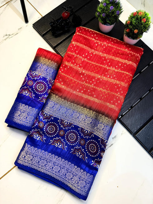 Vasthrlay Kalamkari Bandhani Contrast