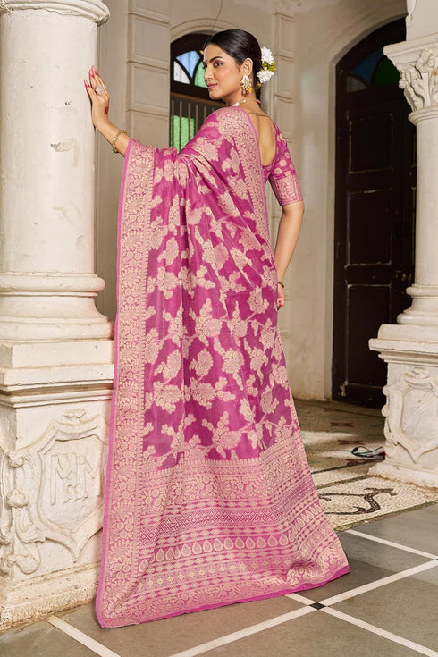 Vasthrlay Women's Lucknowi Chikankari Cotton Saree