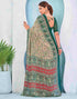 Vasthrlay Georgette Bandhani Unstitched Teal Saree