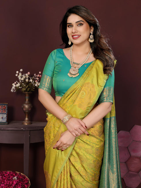 Vasthrlay Kanchipuram Saree Soft Silk Seagreen