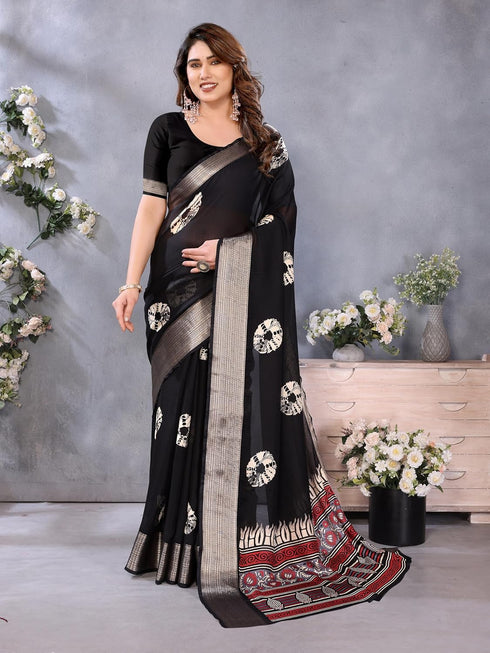 VasthrlayMarshmallow Unstitched Chameli Black Free Ethnic Wear
