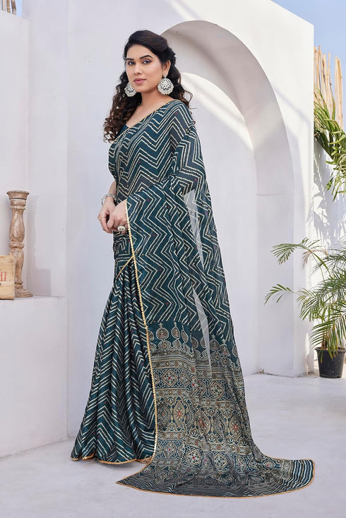 Vasthrlay Fashion Georgette Sequins Navy Ethnic Wear