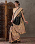 Vasthrlay Printed Tassels Black | Dark Beige Saree With Unstitched Blouse Piece
